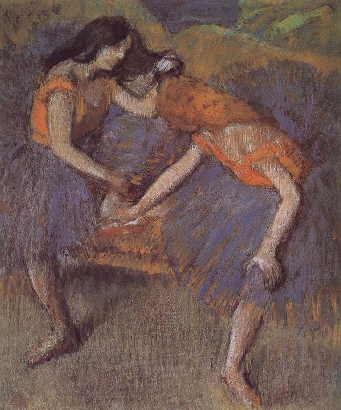 Edgar Degas Two dance wear yellow dress oil painting picture